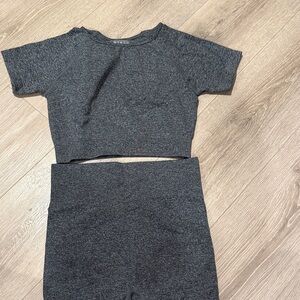 Gray Cropped Top and Shorts Set
